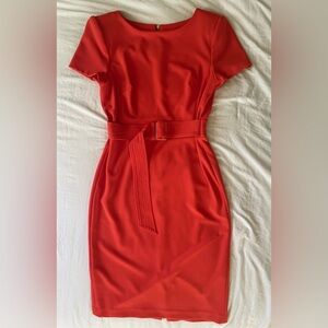 Calvin Klein Short Sleeve Belted Sheath Dress
